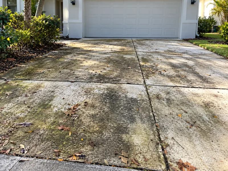 Reference photo of a driveway before exterior cleaning