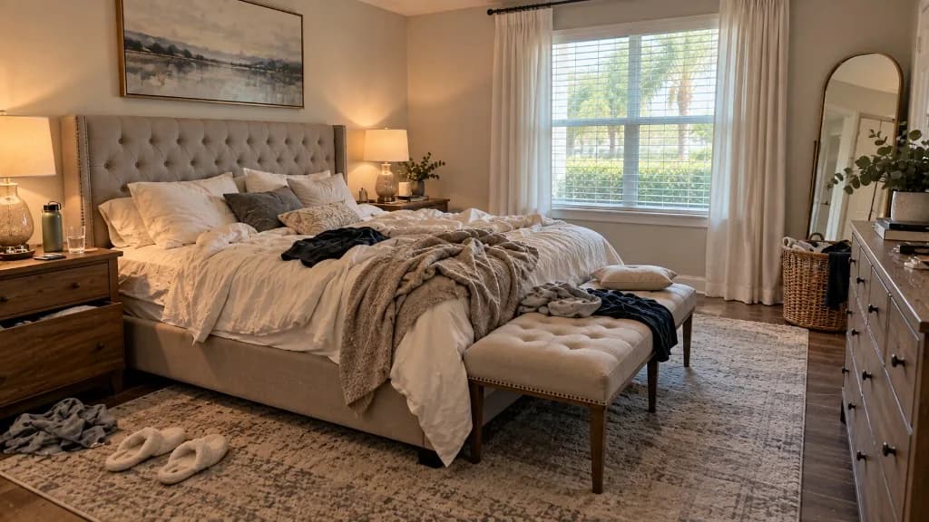Bedroom before professional cleaning