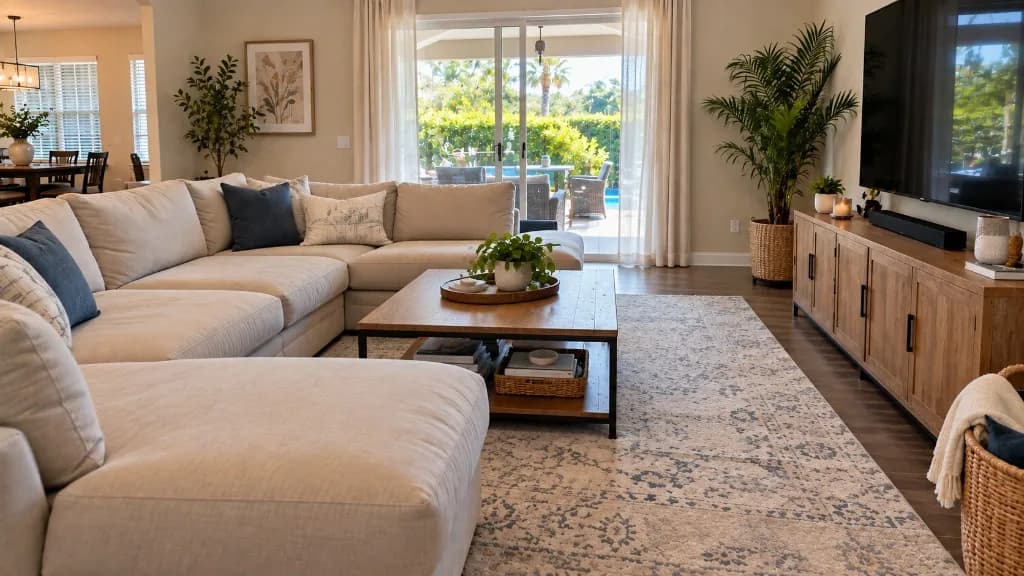Living room after professional cleaning